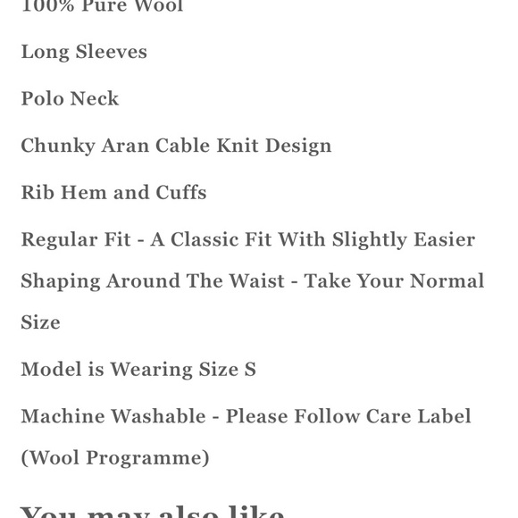 WoolOvers Pure Wool Knitted Aran Turtle Neck Sweater Blue Medium Fishermancore - Picture 12 of 12